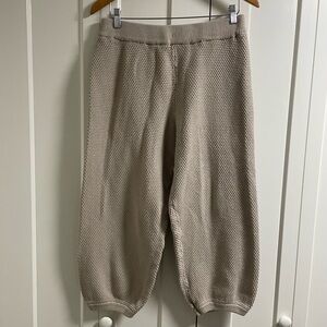 Free People Beach Hailee Waffle Pants Pull On Lounge Tan Cropped Size Medium